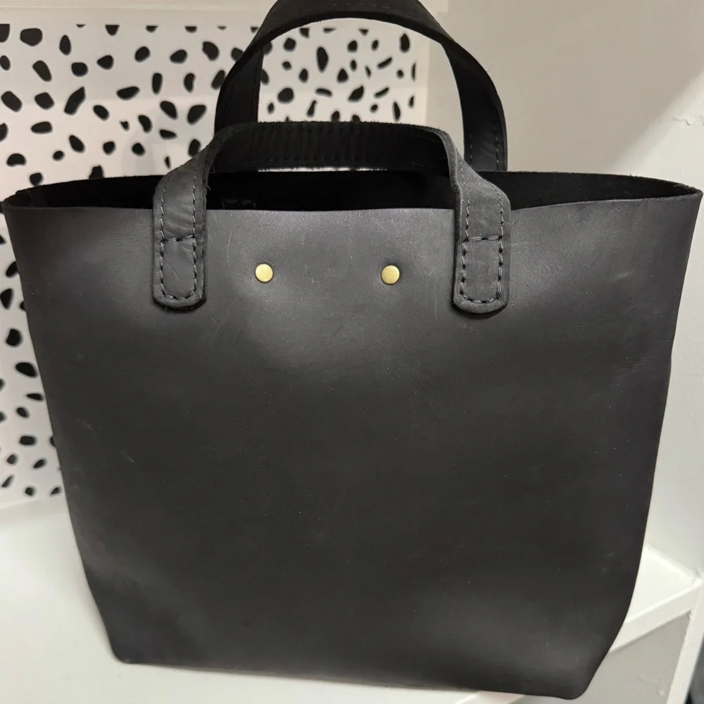 Portland Leather Goods Black Shadow Mini Cross Body Tote Bag - Picture 2 of 4